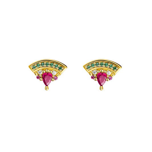 Watermelon Gold Stud Earrings