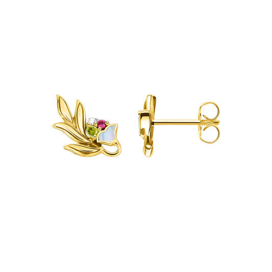 Ear Studs Golden Flower & Leaf