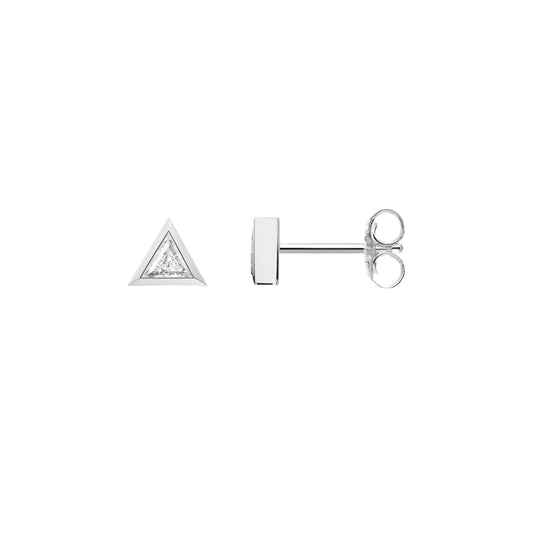 Triangle White Stud Earring