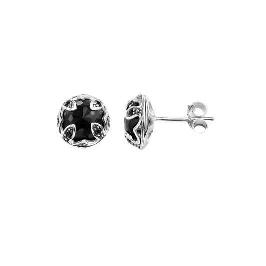 Black Lotus Stud Earrgins