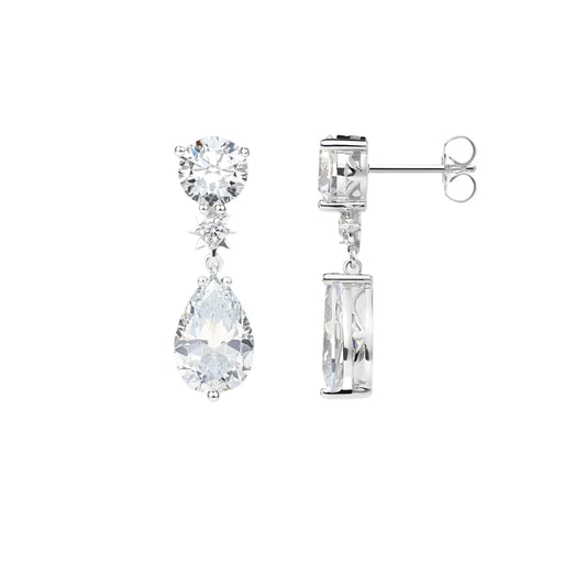 White Stone Water Drop Stud