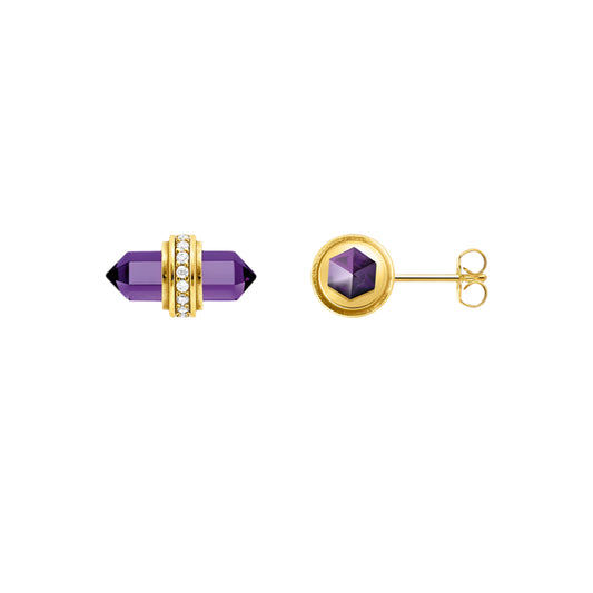 Imitation Amethyst Stone Ear stud