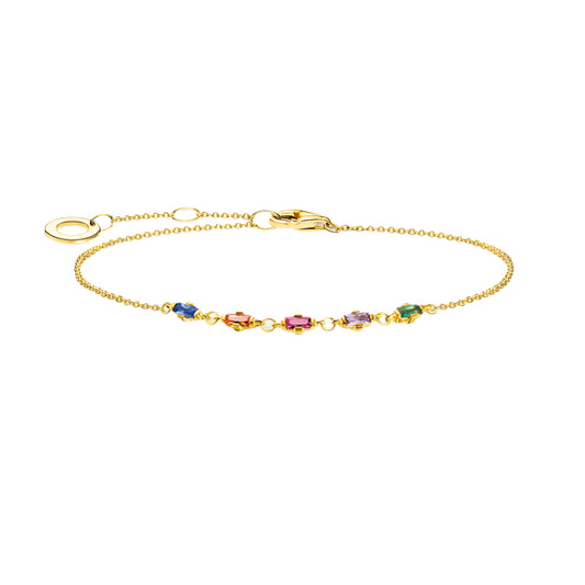 Golden Bracelet with Rainbow Coloured Stones