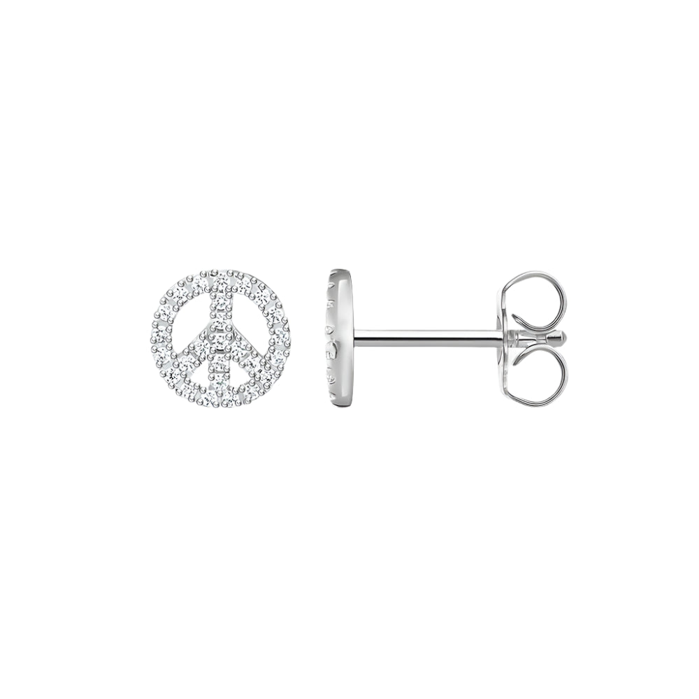 Ear Stud Peace White Stone