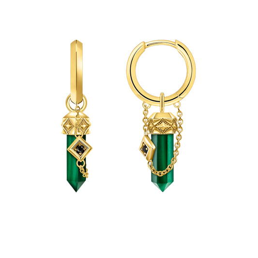 Earring Green Malachite