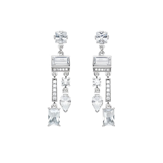 White Mix of Shapes Drop Earrings