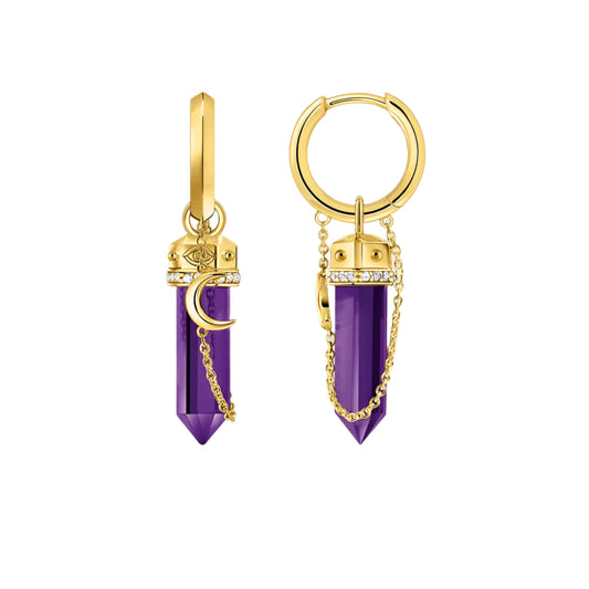 Gold Plated Hoop Earrings Moon