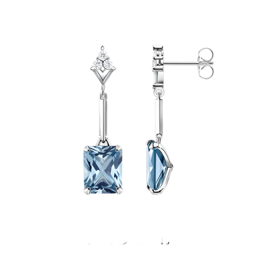 Earrings Square Aquamarine