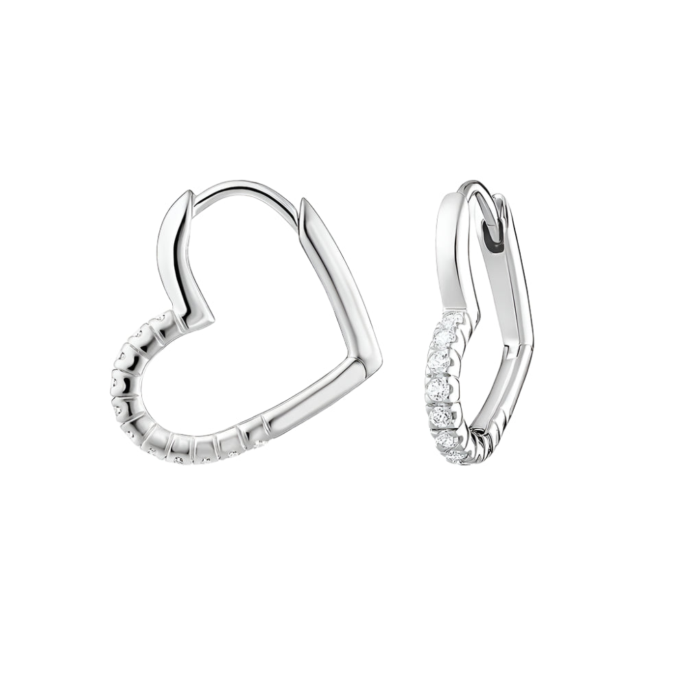Earring Heart with White Stones