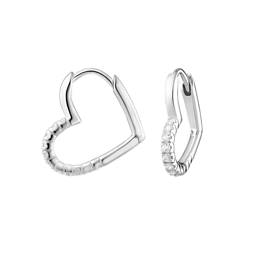 Earring Heart with White Stones