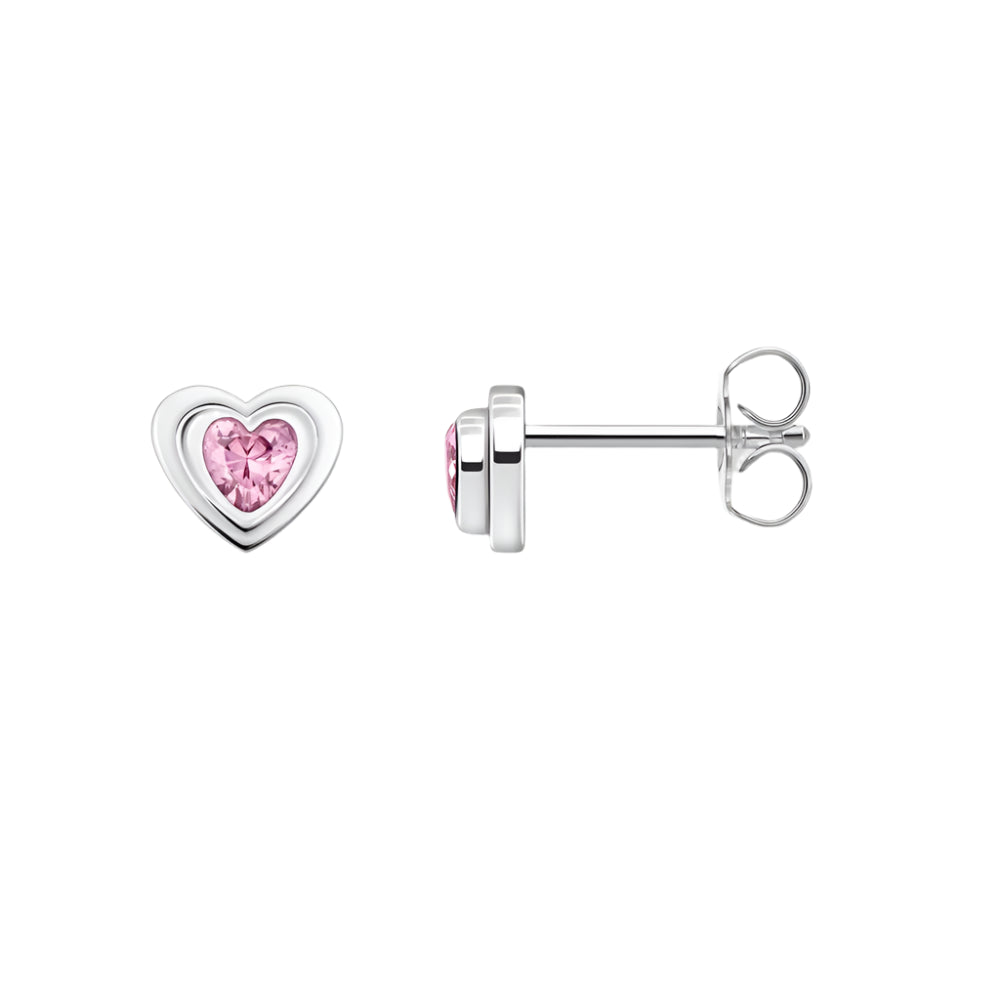 Stud Earrings Pink Heart