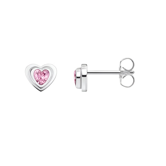 Stud Earrings Pink Heart
