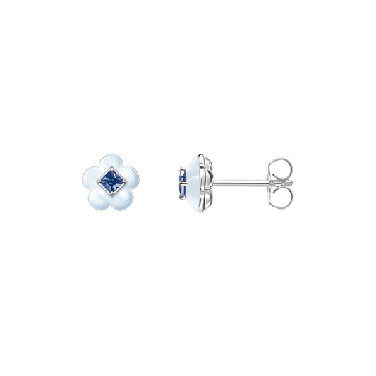 Stud Earrings Blue Flower