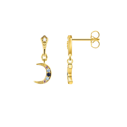 Royalty Moon Golden Drop Earrings