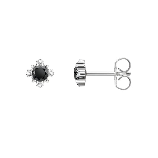 Studs Earrings Black Zircon