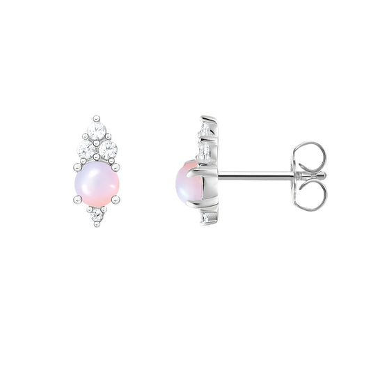 Studs Earrings Pink Stone
