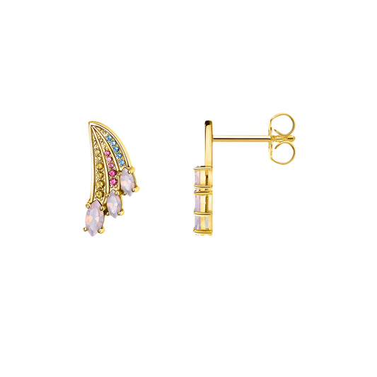 Hummingbird Wing Bright Gold Stud
