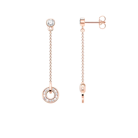 Round Rose Gold Drop Earrings
