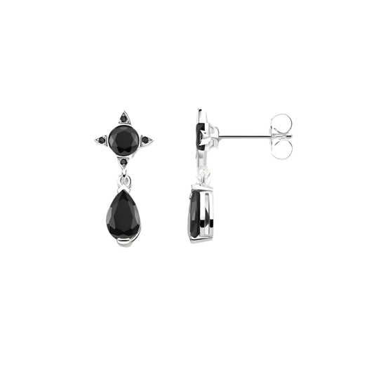 Ear Studs Black Water Drop