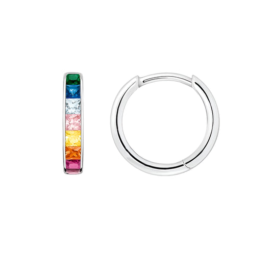 Rainbow Colours Stone Hoop Earrings