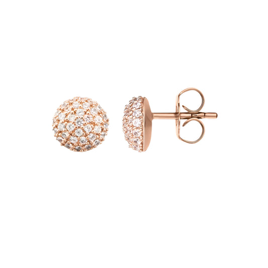 Rose Gold Plated  Stone Ball Stud