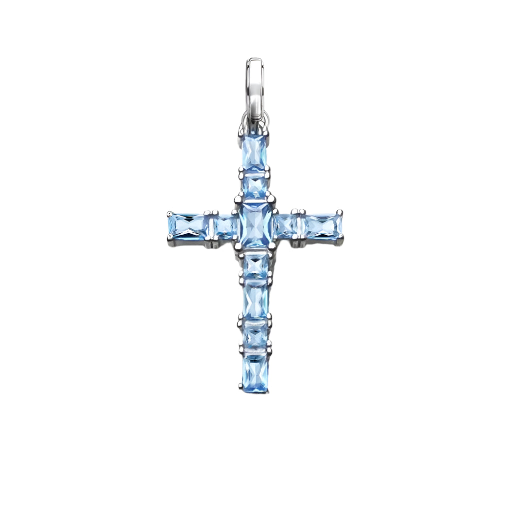 Aquamarine Stones Cross