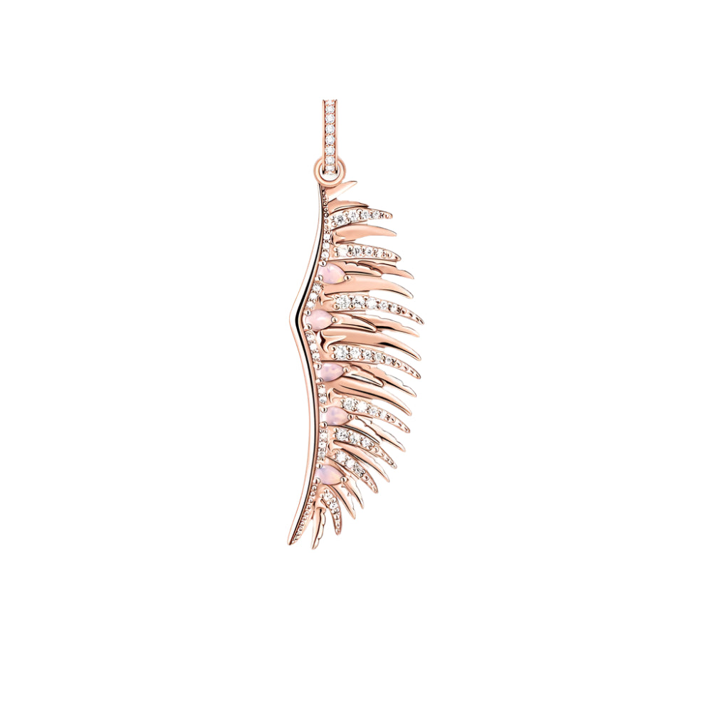 Pendant Phoenix Wing with Pink Stones Rose Gold