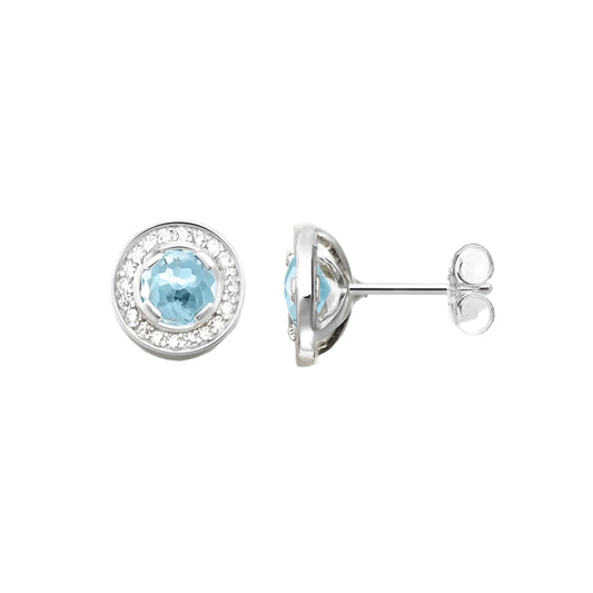 Round Light Blue Studs Earrings